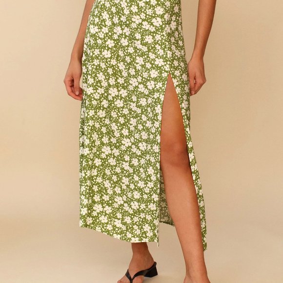 Small floral slit hip wrap skirt S M L XL - Picture 2 of 4